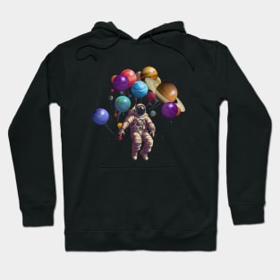 Astronaut with Balloon Planets Hoodie